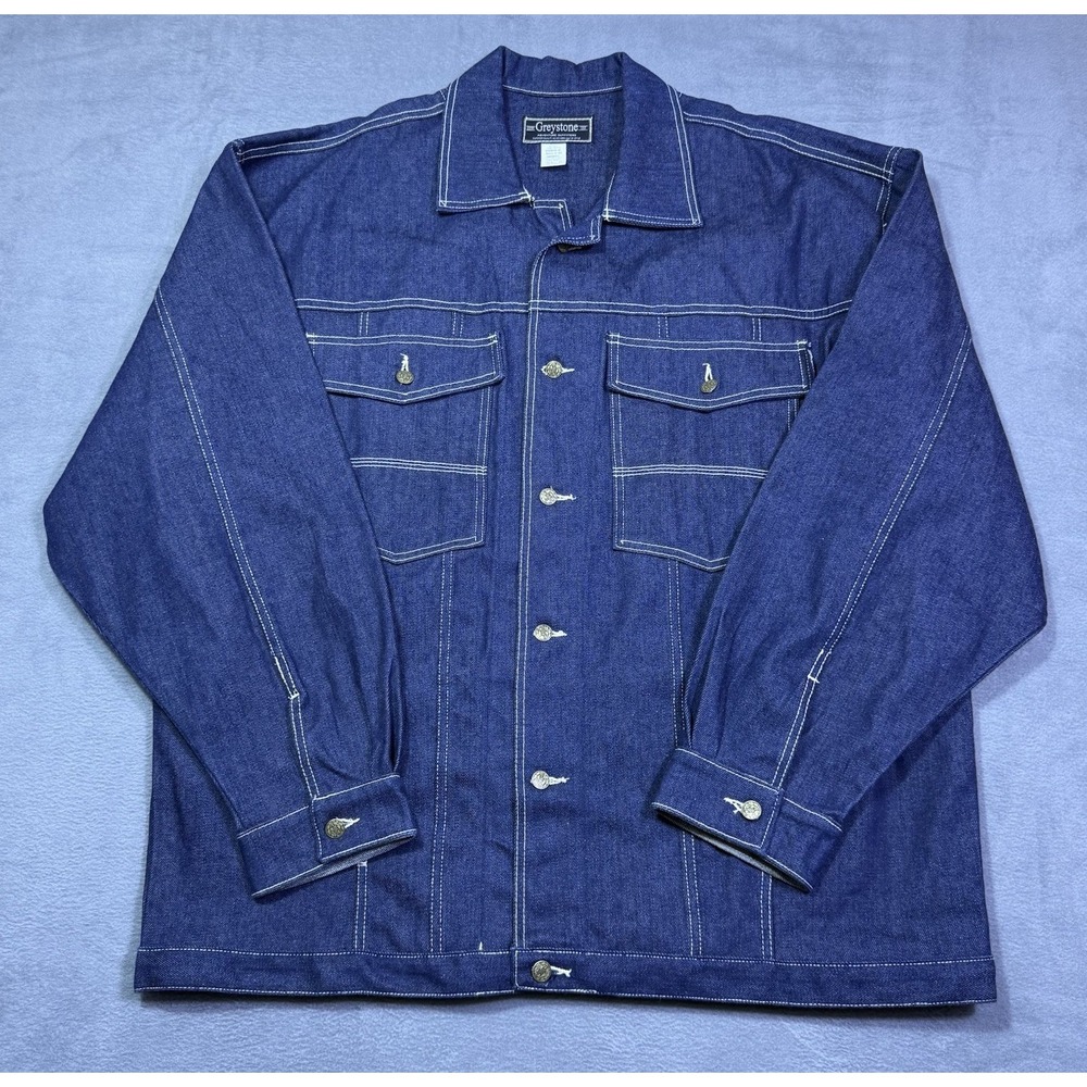 Greystone Adventure Outfitters Denim Jacket Mens 3XL Trucker Indigo Workwear USA